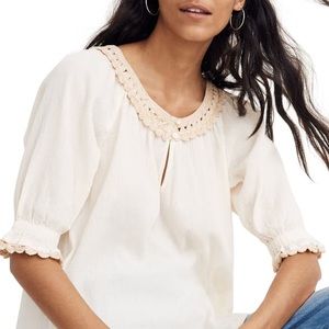 Madewell Crochet Peasant Top Large